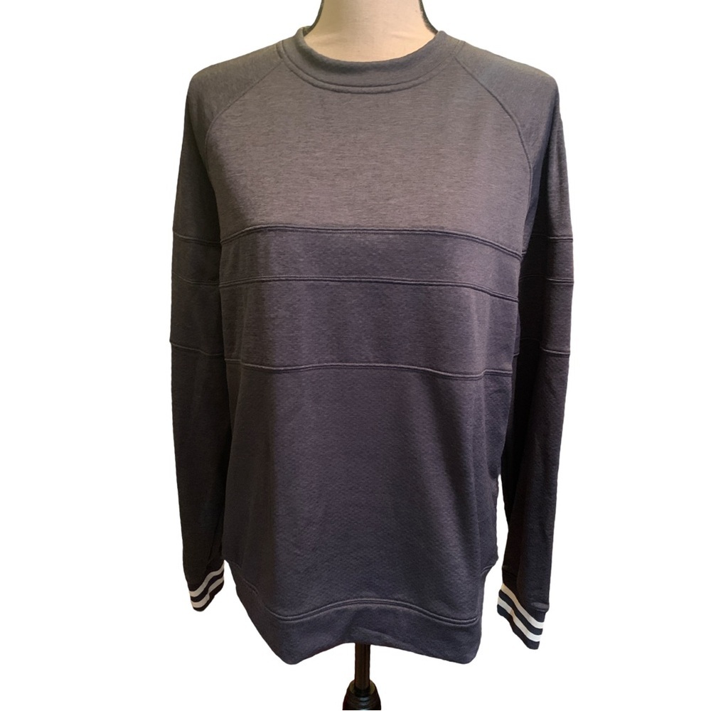 Cotopaxi Sweatshirt Mens Medium Gray Stripe Bandera Crew Pullover Organic Cotton